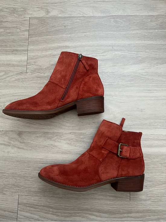 Comfortiva Shoes - Comfortiva Rust Red Leather Suede Ankle Boots Buckle Booties Size 8M